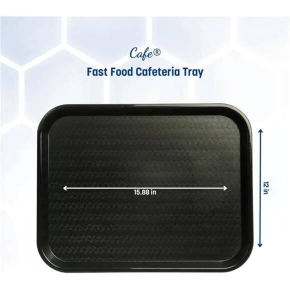 Large Cafeteria Tray 14x18 Fast Food Serving Tray Non Slip Stackable Black Poly - Picture 5 of 7